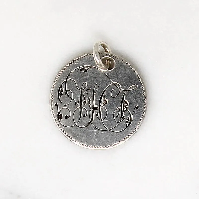 Individual Engraved Initials Victorian Silver Coin Charms
