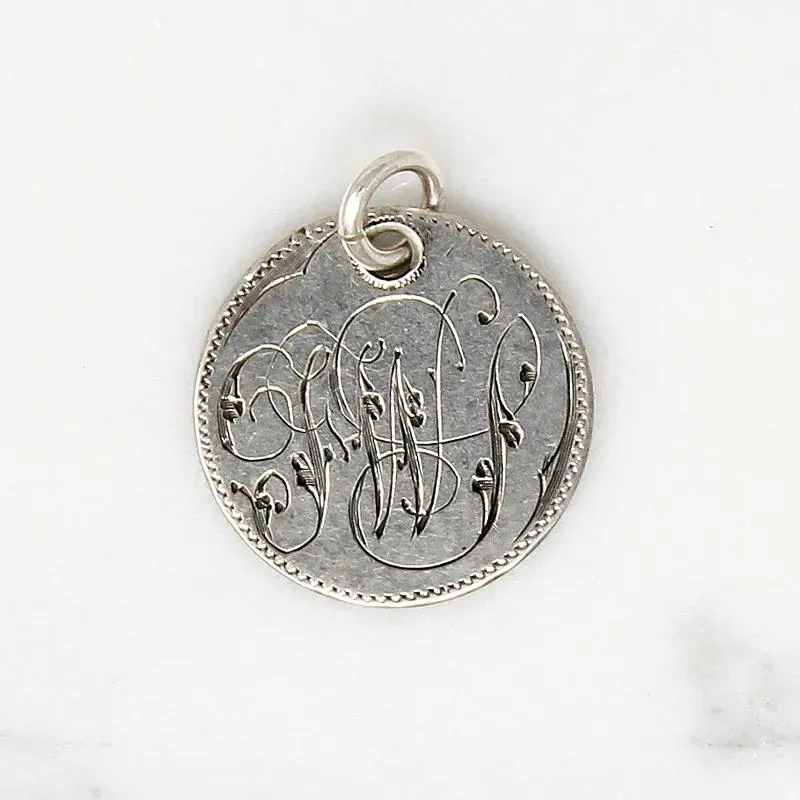 Individual Engraved Initials Victorian Silver Coin Charms
