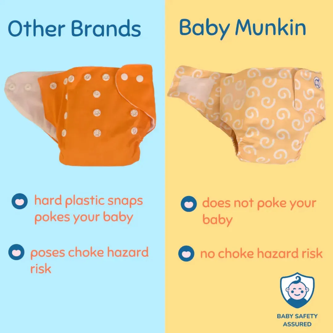 Infant Reusable Diapers | Striper | Velcro Closure | With 2 Diaper Pads Free