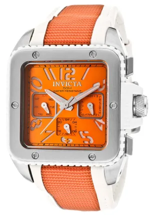 Invicta Women's 11576 Cuadro Orange Dial White Leather and Orange Nylon Watch