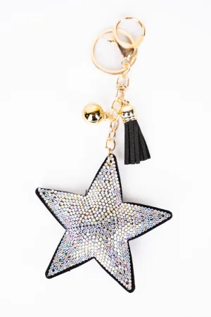 Iridescent Crystal Encrusted Star Keychain