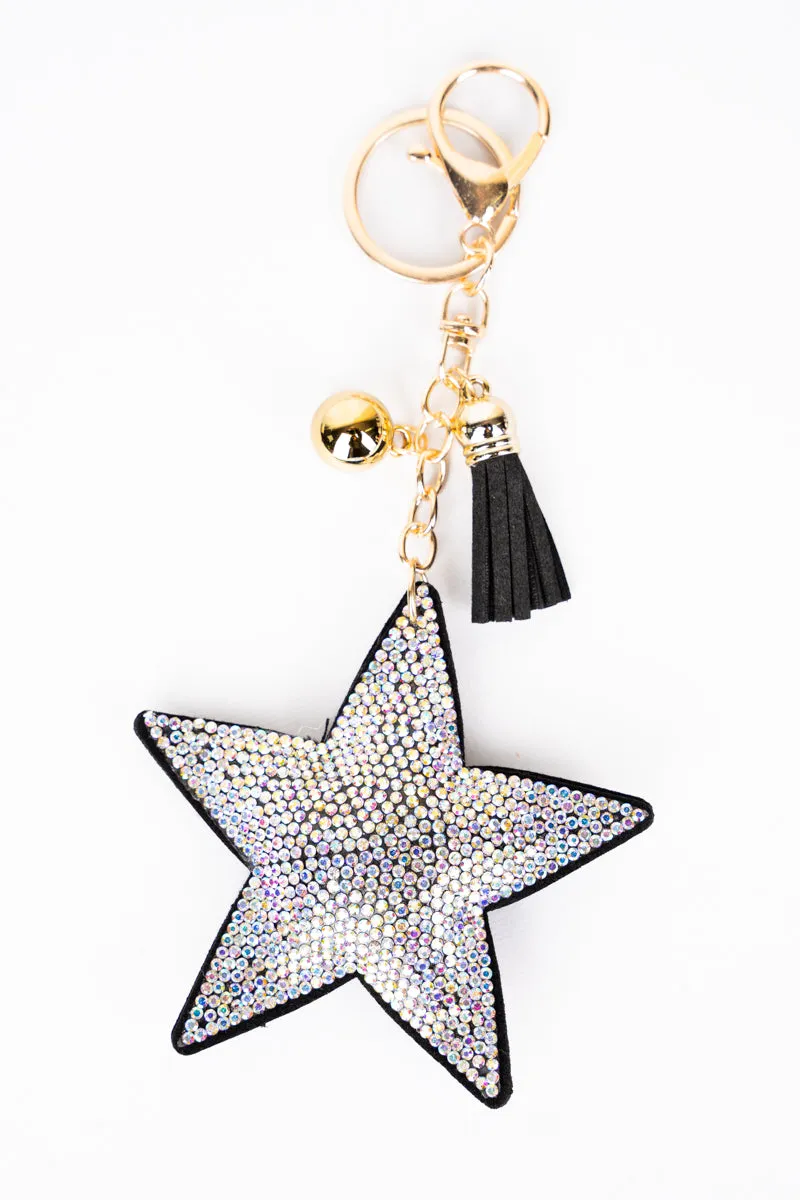 Iridescent Crystal Encrusted Star Keychain