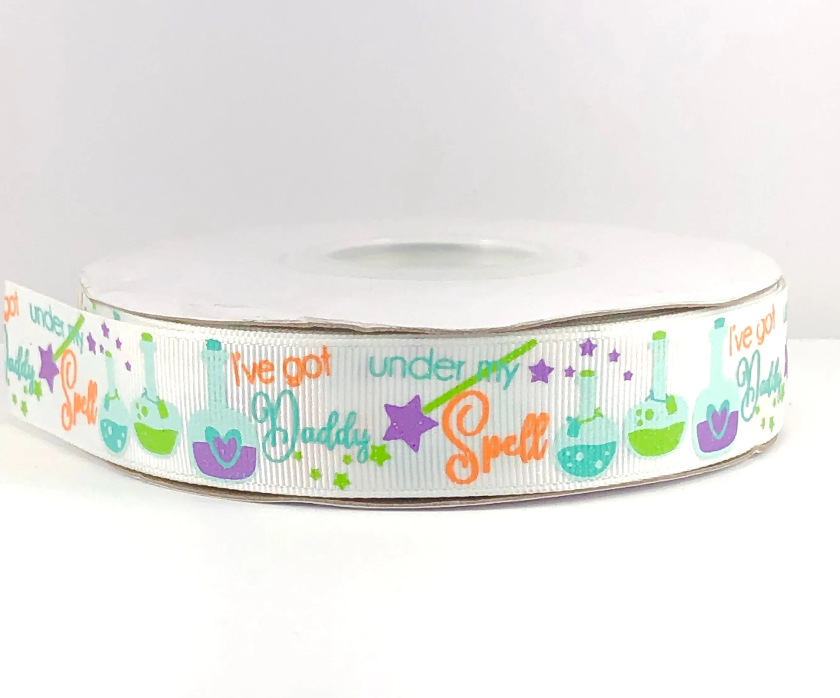 I've Got Daddy Under My Spell USDR Halloween Ribbon - 7/8 Inch