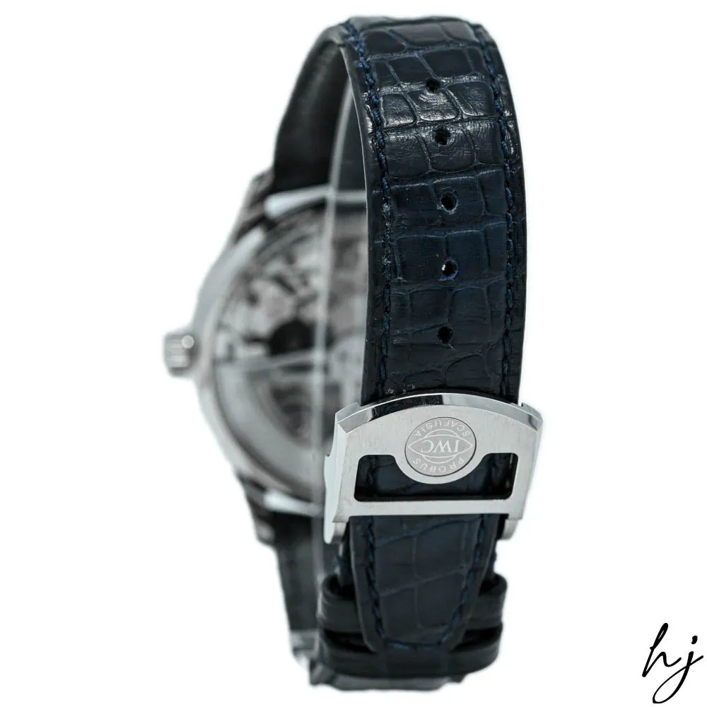 IWC Men's Portugieser Stainless Steel 42.3mm Silver Plated Blue Arabic Dial Watch Reference #: IW500705