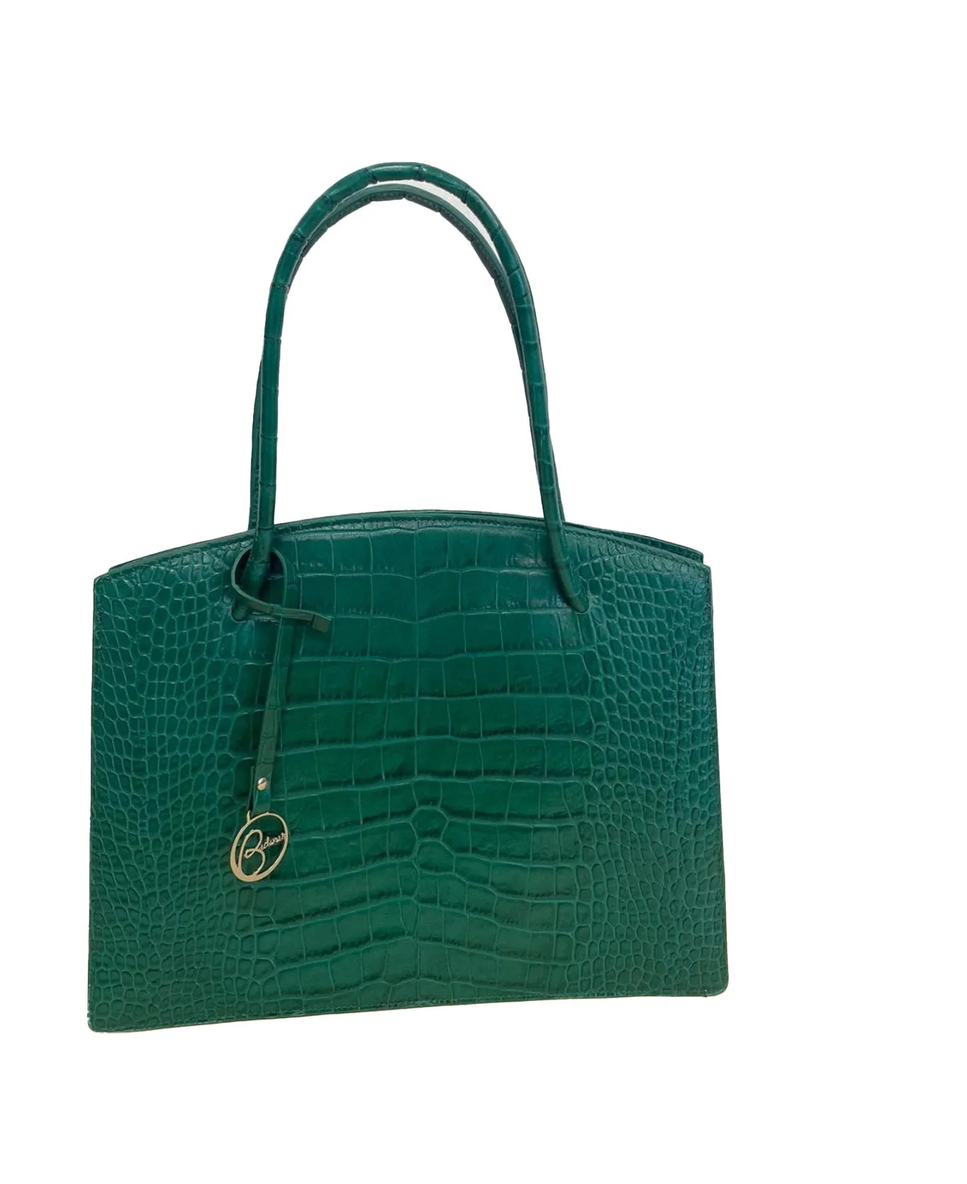 Juliette leather bag croco embossed emerald green