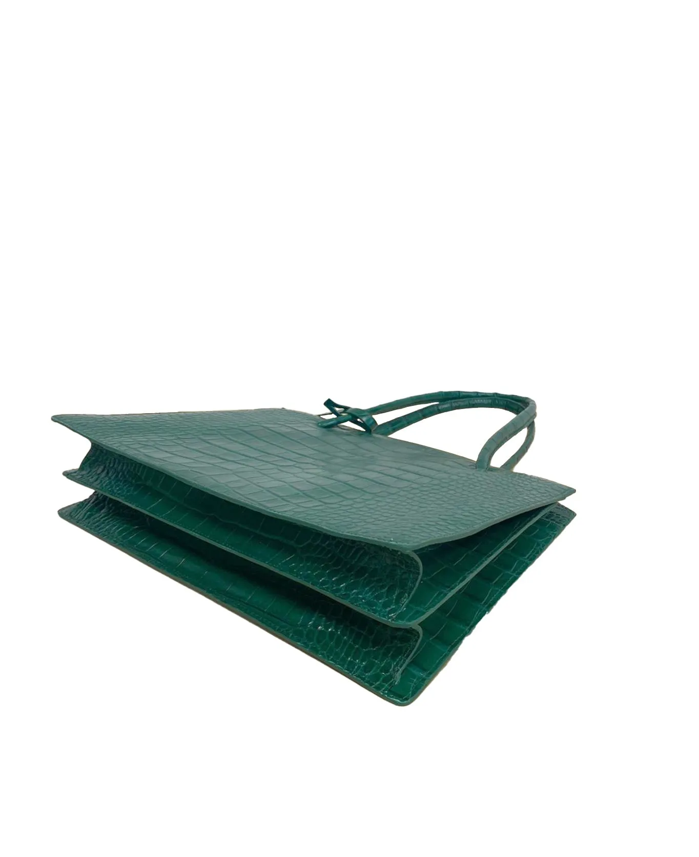 Juliette leather bag croco embossed emerald green
