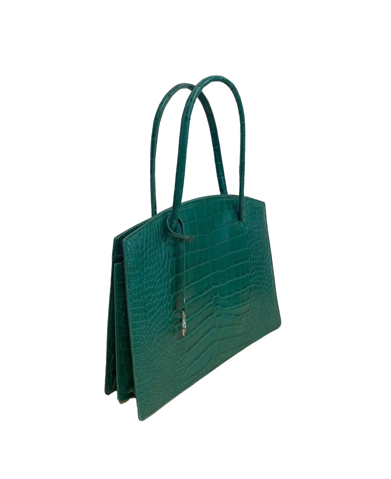 Juliette leather bag croco embossed emerald green