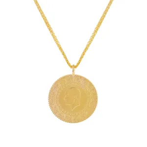 Jumbo Vintage Coin Necklace 14K