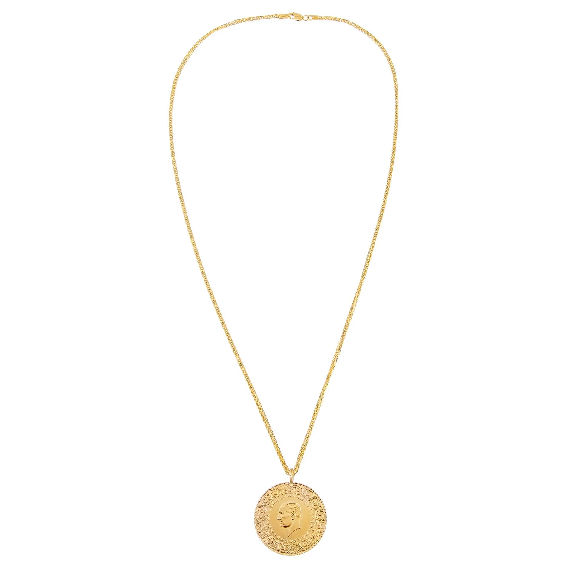 Jumbo Vintage Coin Necklace 14K