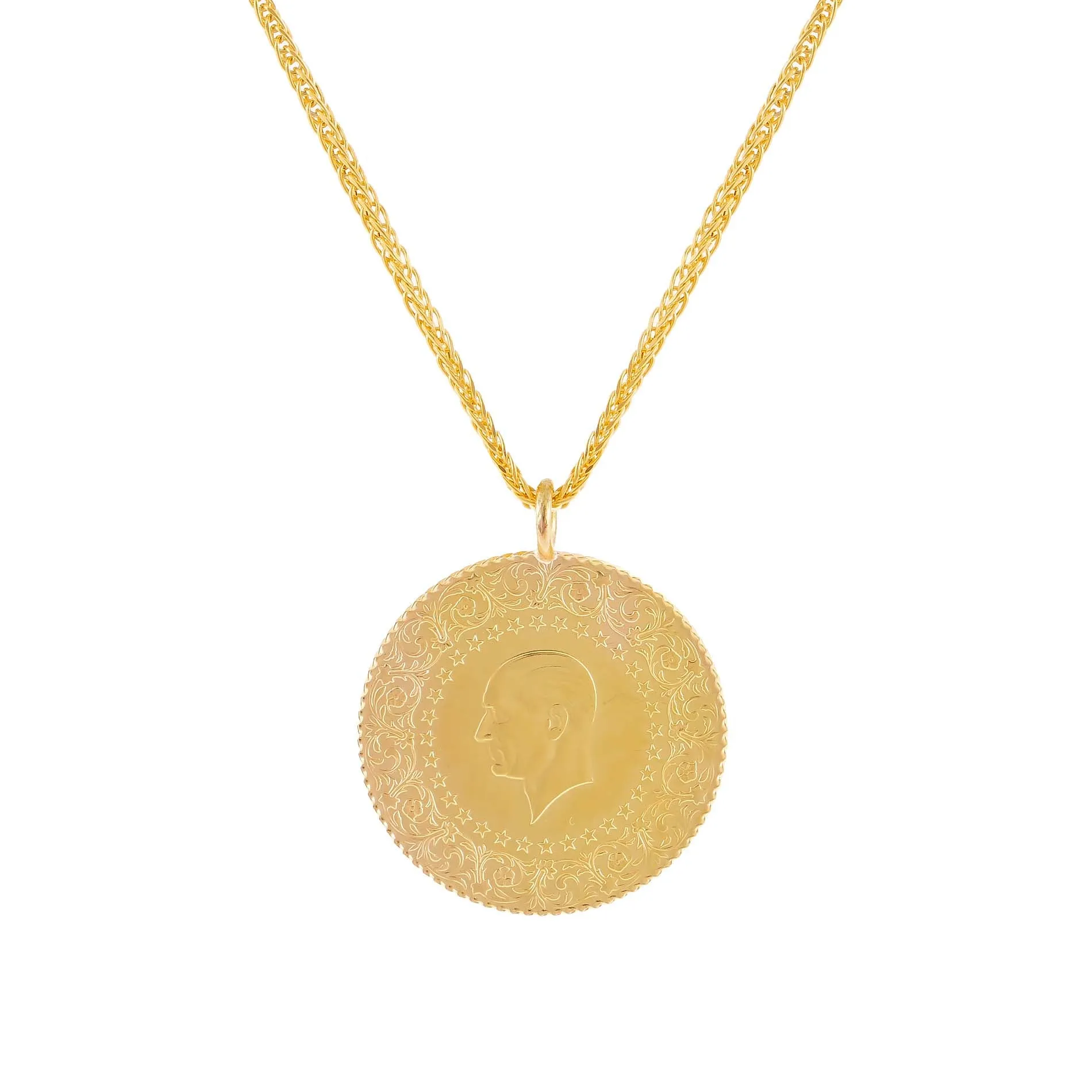 Jumbo Vintage Coin Necklace 14K