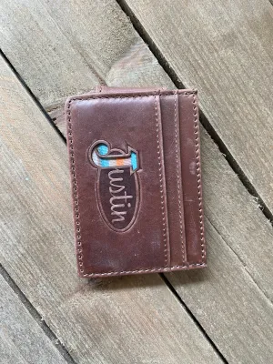Justin's Card Wallet With Magnetic Clip Serape Logo