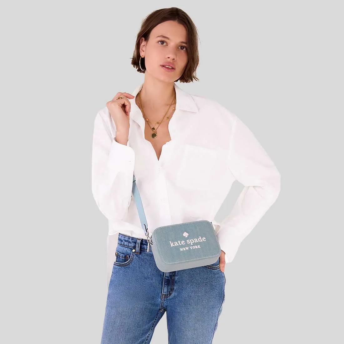 KATE SPADE Oh Snap Denim Camera Bag Blue Multi RB-KK260