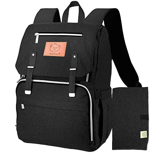 KeaBabies Explorer Diaper Backpack, Trendy Black