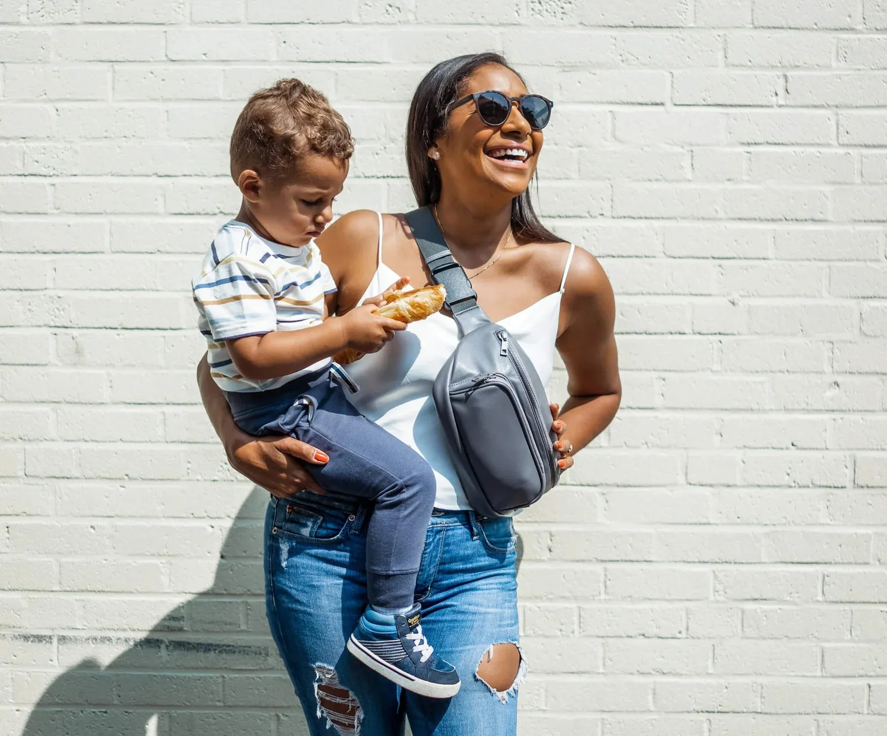 Kibou Vegan Leather Fanny Pack Diaper Bag - Charcoal Grey