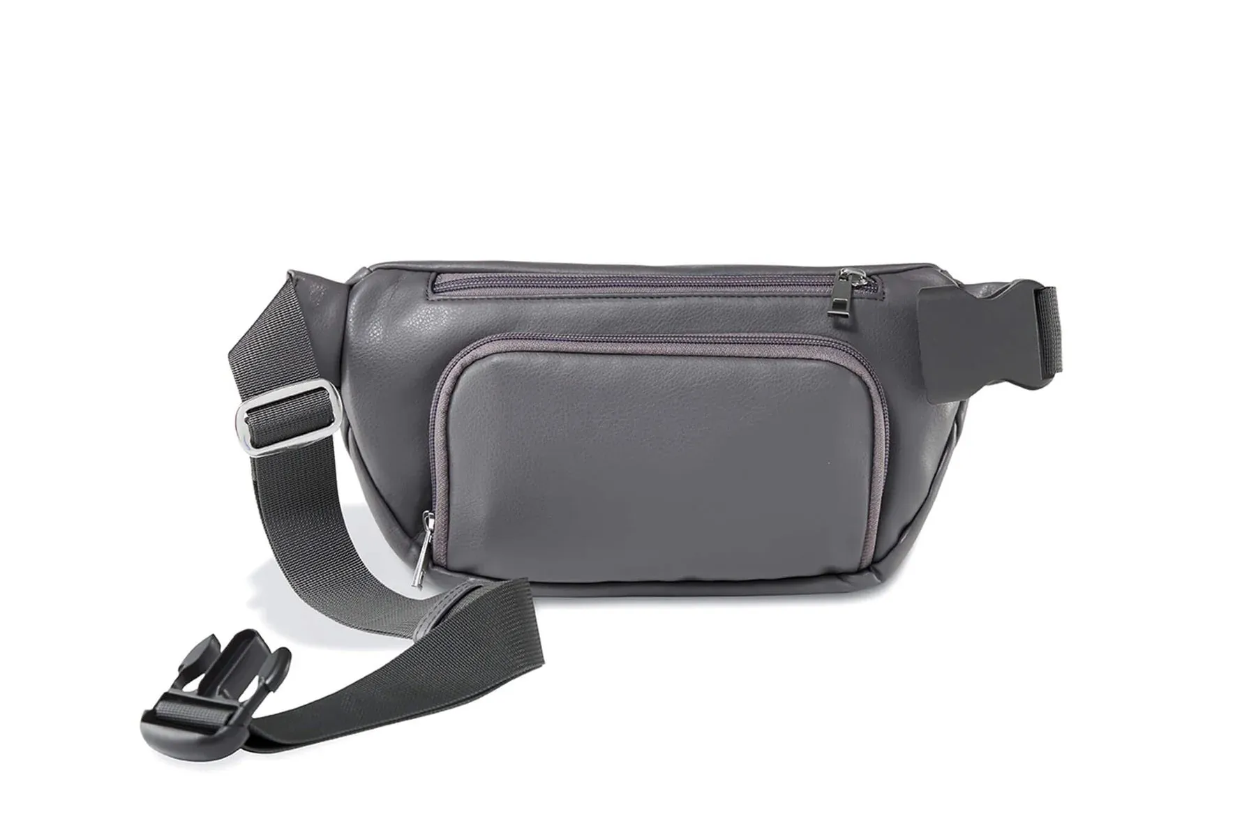 Kibou Vegan Leather Fanny Pack Diaper Bag - Charcoal Grey