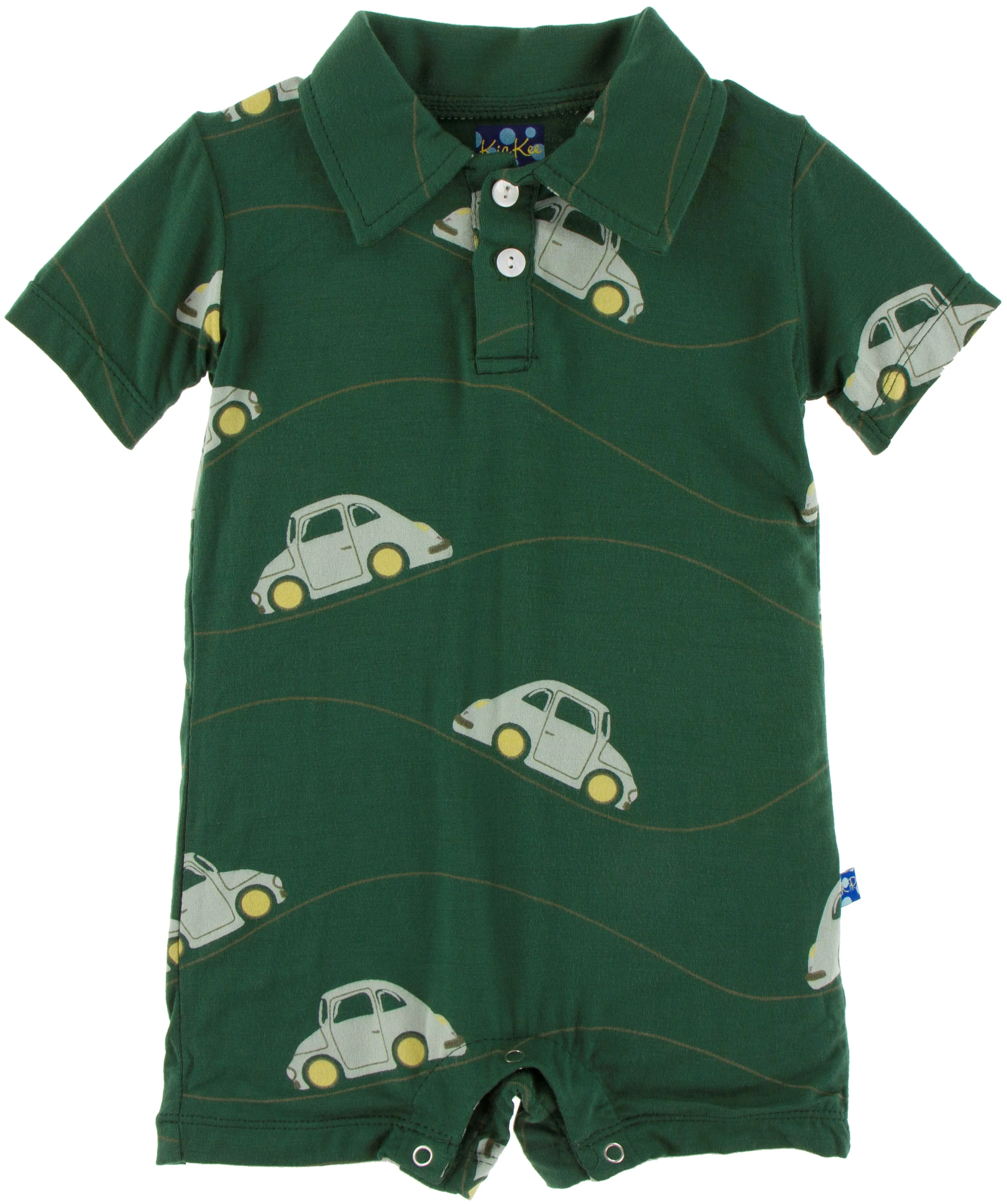 KicKee Pants Topiary Italian Car Polo Romper