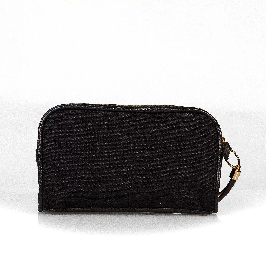 Kike Aso-Oke   Leather Vanity Purse - Brown
