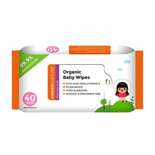 KinderNurture Organic Baby Wipes, 40 wipes (Pack Of 5) Exp: 03/26