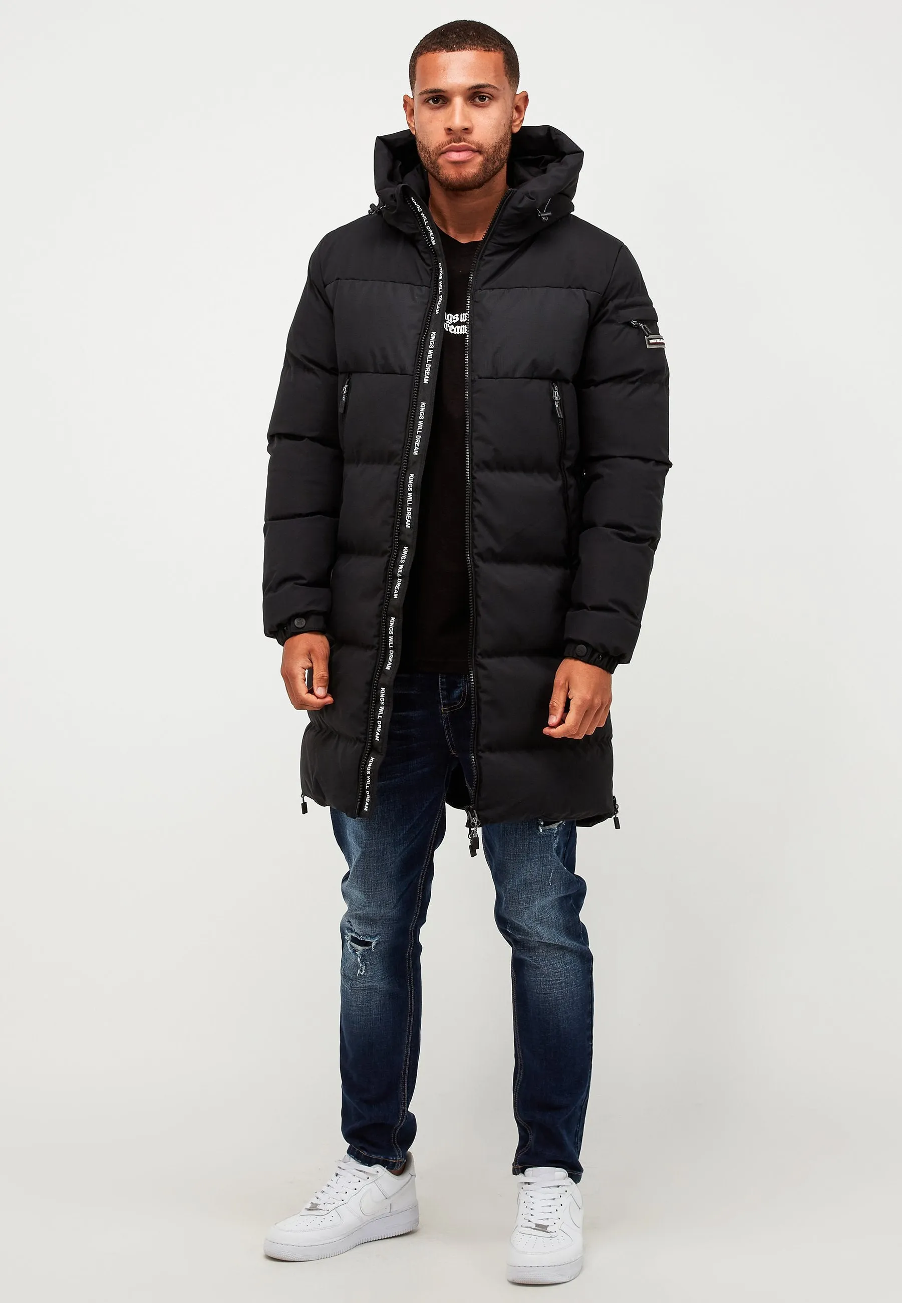 Kings Will Dream Montana Longline Puffer Parka Jacket Black