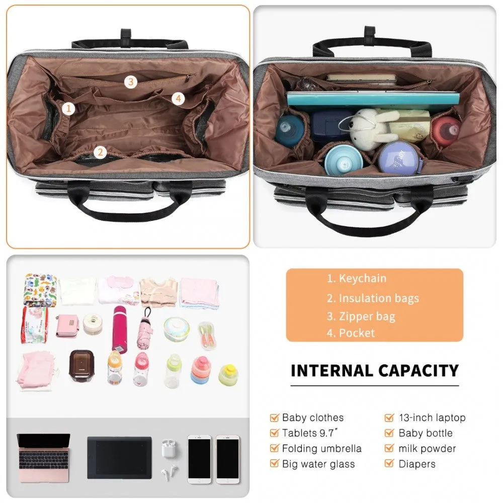 Kono Multi-Compartment Maternity Bag - Grey