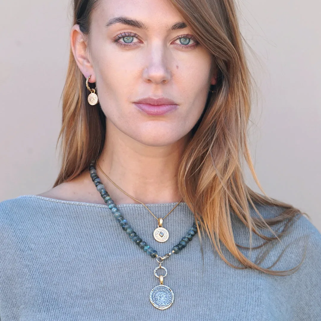 LABRADORITE RONDELLE GOLD MAXIMIANUS NECKLACE
