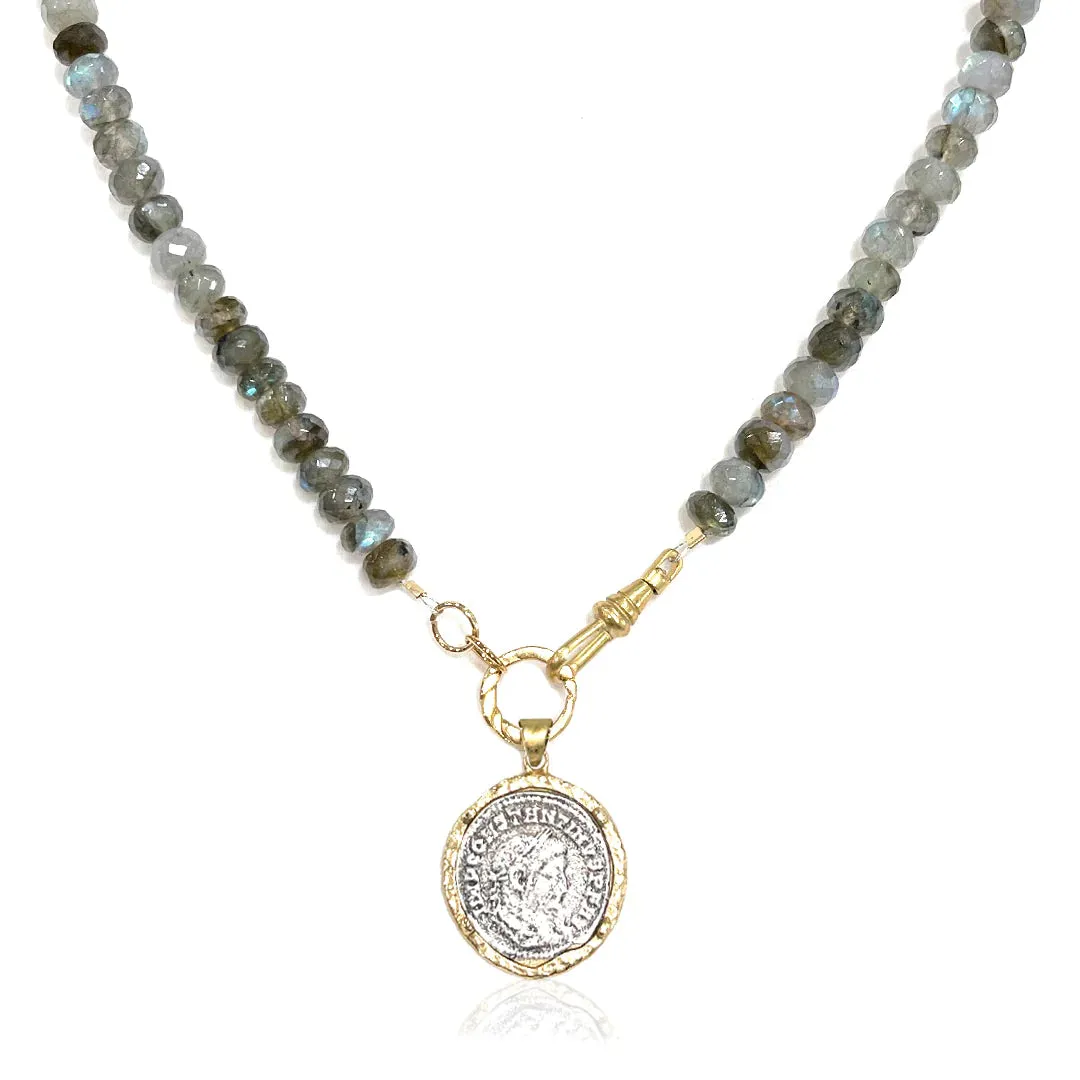 LABRADORITE RONDELLE GOLD MAXIMIANUS NECKLACE