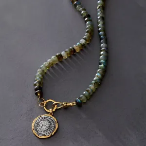 LABRADORITE RONDELLE GOLD MAXIMIANUS NECKLACE