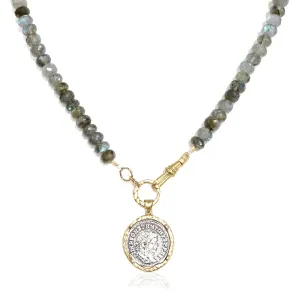 LABRADORITE RONDELLE GOLD MAXIMIANUS NECKLACE