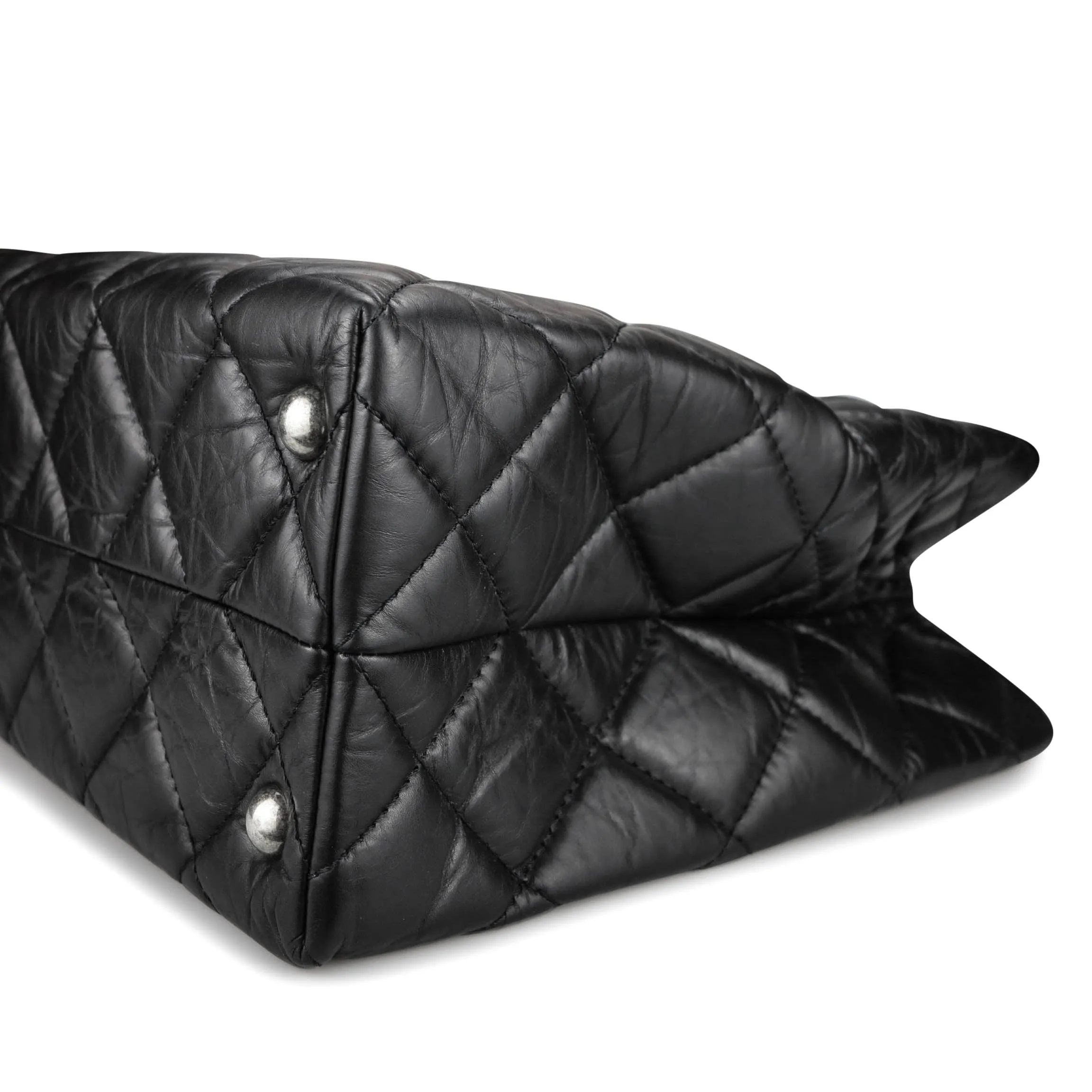 Large 2.55 Reissue Shopping Tote in Black Aged Calfskin