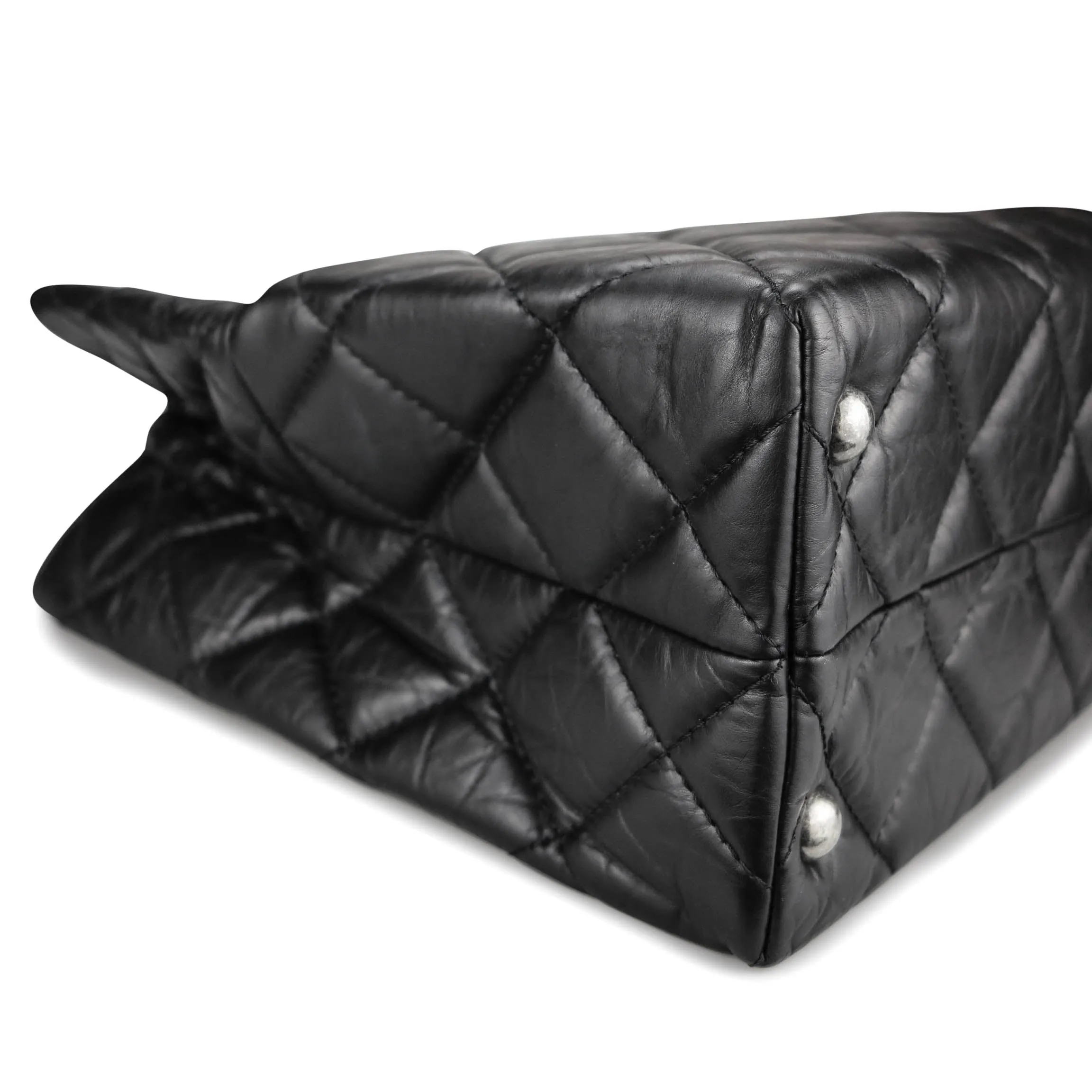 Large 2.55 Reissue Shopping Tote in Black Aged Calfskin