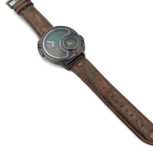 Large Dial  Multi Color Watch With Leather Band
