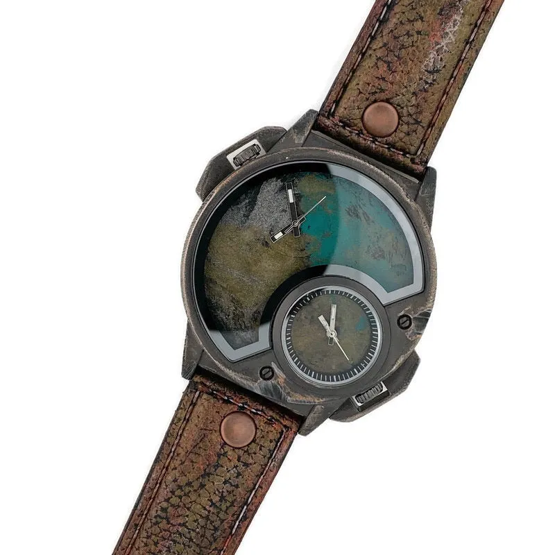Large Dial  Multi Color Watch With Leather Band