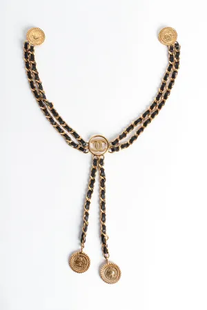 Leather Chain Triple Pin Brooch