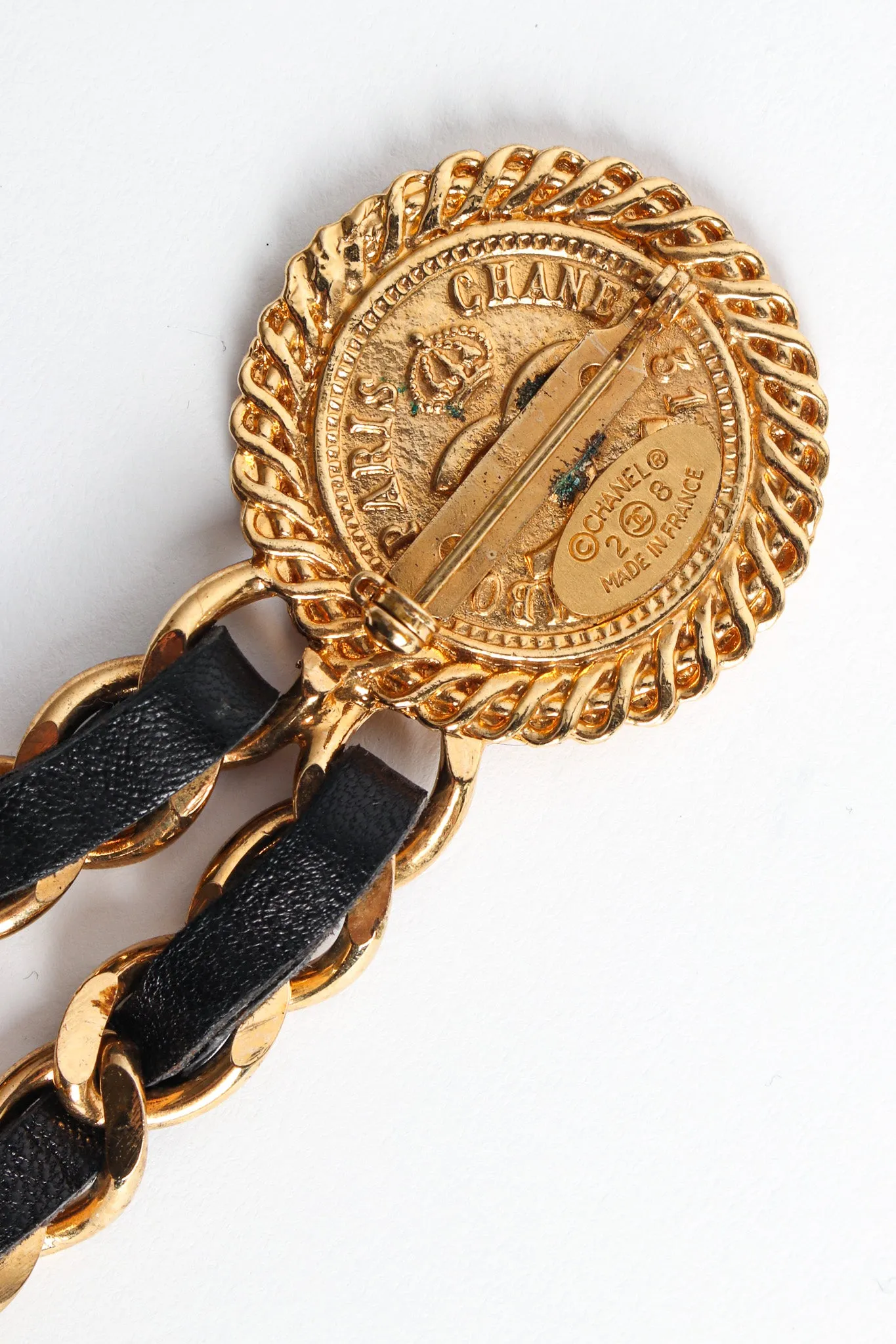 Leather Chain Triple Pin Brooch