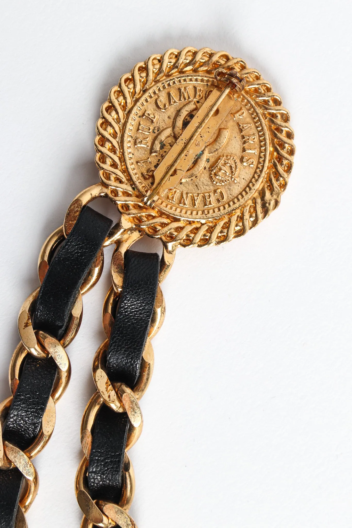 Leather Chain Triple Pin Brooch