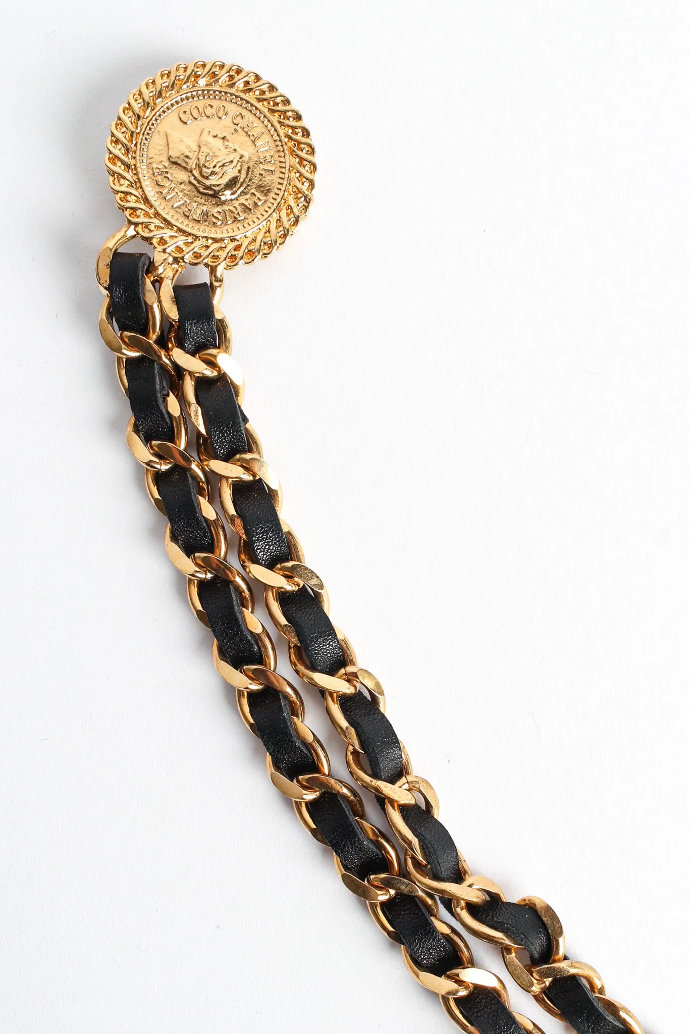 Leather Chain Triple Pin Brooch