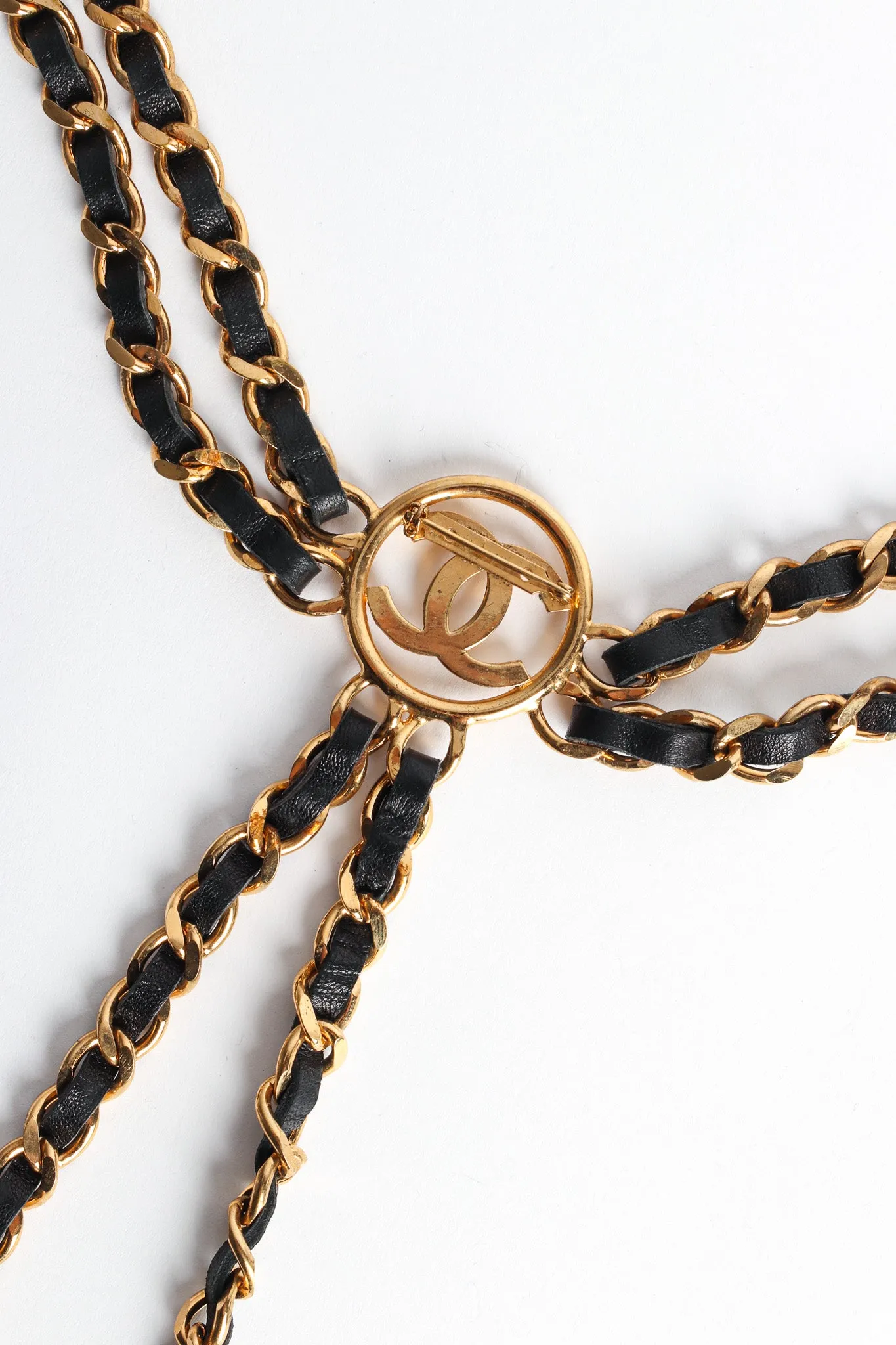 Leather Chain Triple Pin Brooch