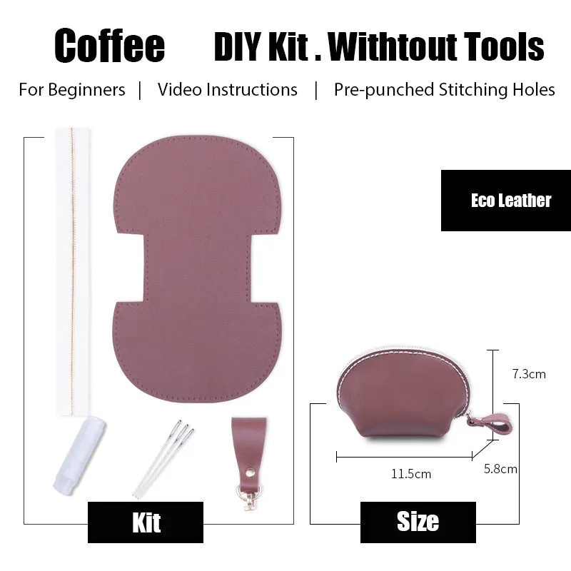 Leather Coin Pouch Kit DIY Leather Shell Coin Wallet Kits DIY Eco Leather Project DIY Leather Kit