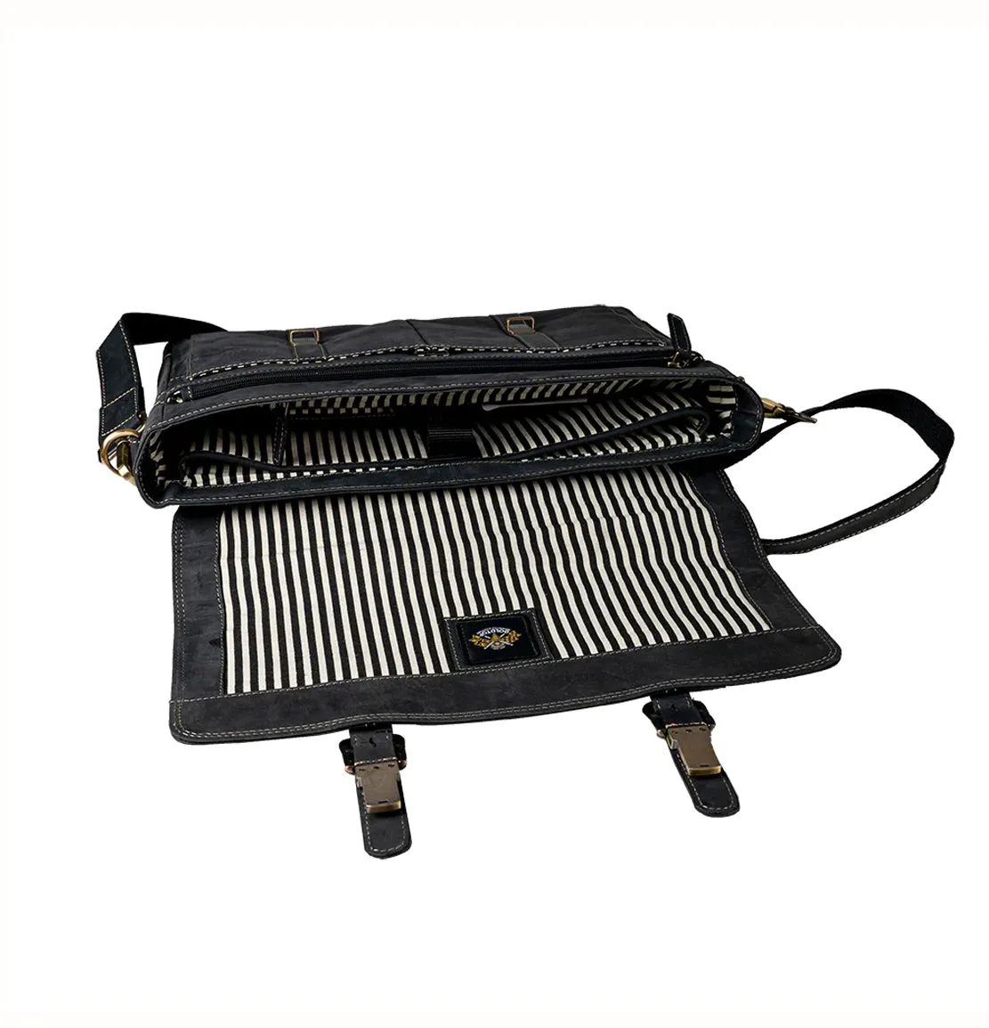Leather Messenger Bag - Black