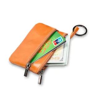 Leather Mini Multifunctional Vintage Zipper Short Coin Purses