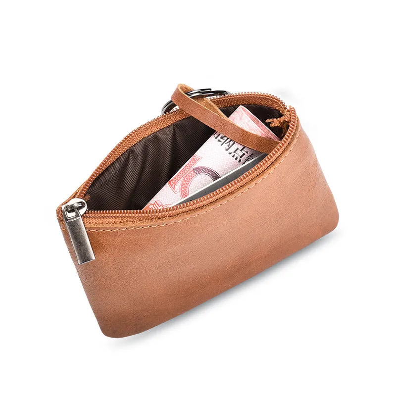 Leather Mini Multifunctional Vintage Zipper Short Coin Purses