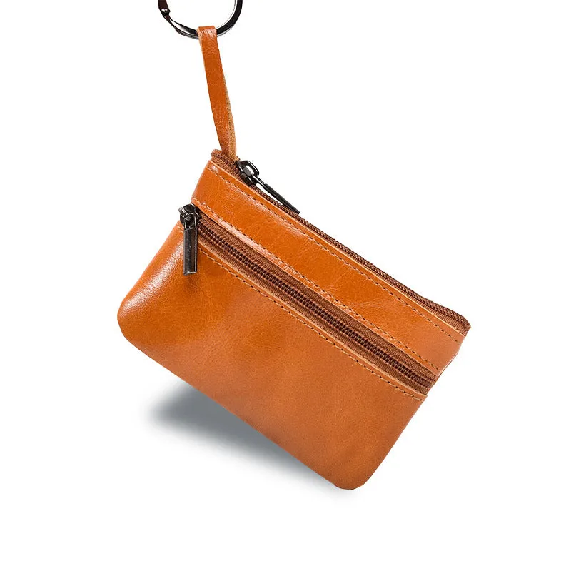 Leather Mini Multifunctional Vintage Zipper Short Coin Purses