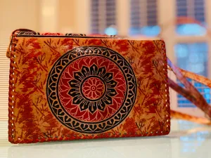 LEATHER PURSE orange with black chakra