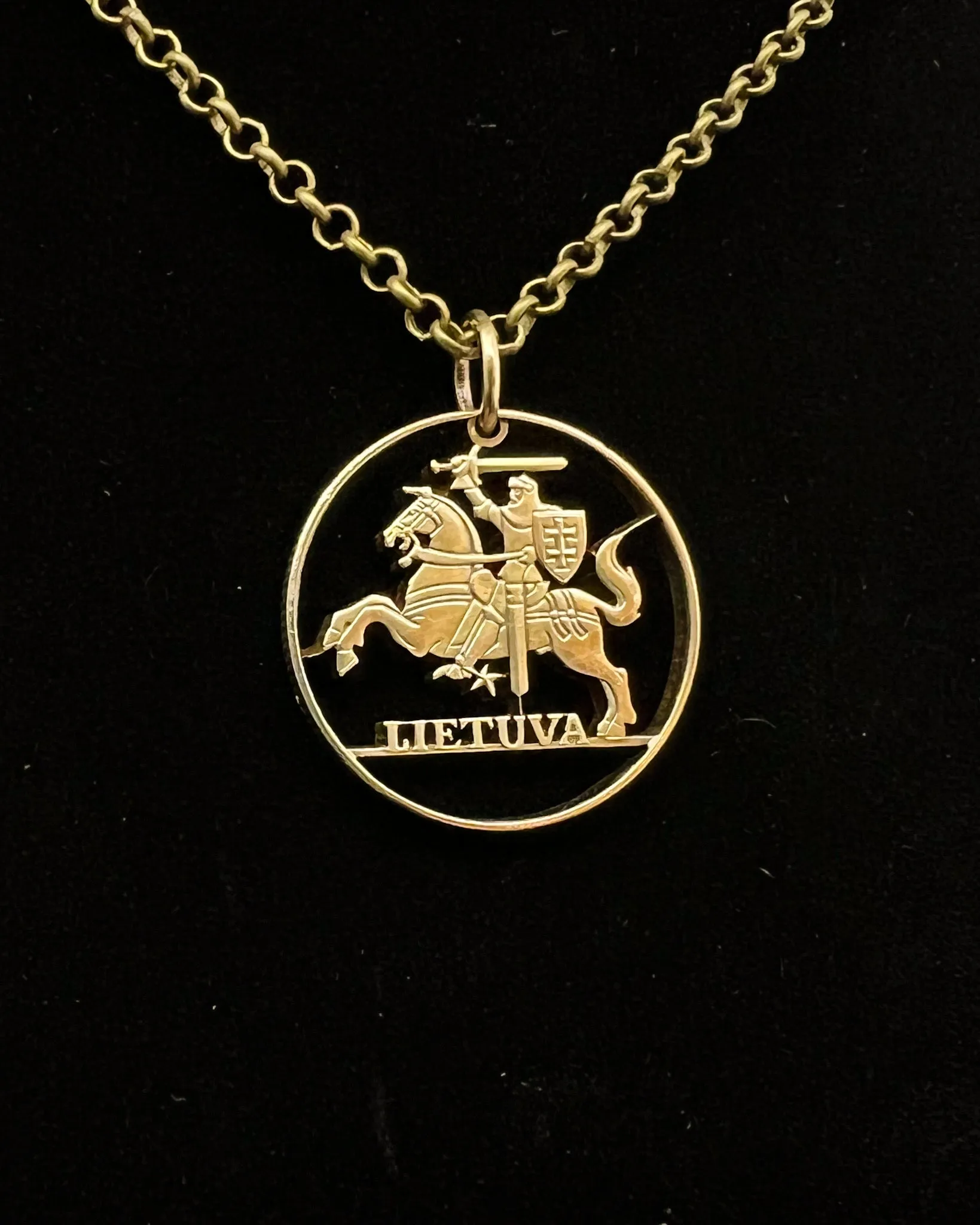 Lithuania - Knight Cut Coin Pendant (with words)