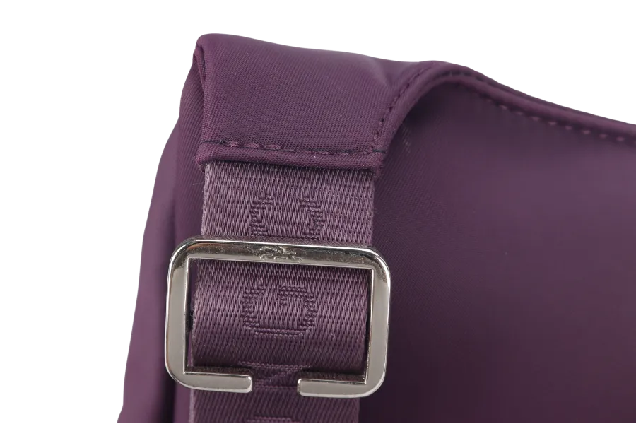 LONGCHAMP MESSENGER PURPLE NYLON SILVER HARDWARE