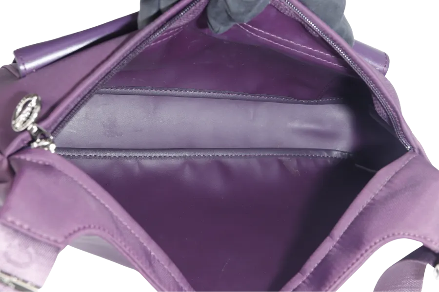 LONGCHAMP MESSENGER PURPLE NYLON SILVER HARDWARE