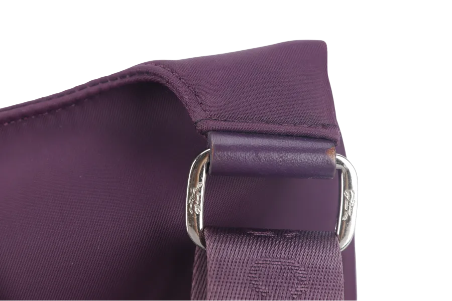 LONGCHAMP MESSENGER PURPLE NYLON SILVER HARDWARE