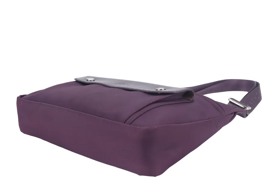 LONGCHAMP MESSENGER PURPLE NYLON SILVER HARDWARE