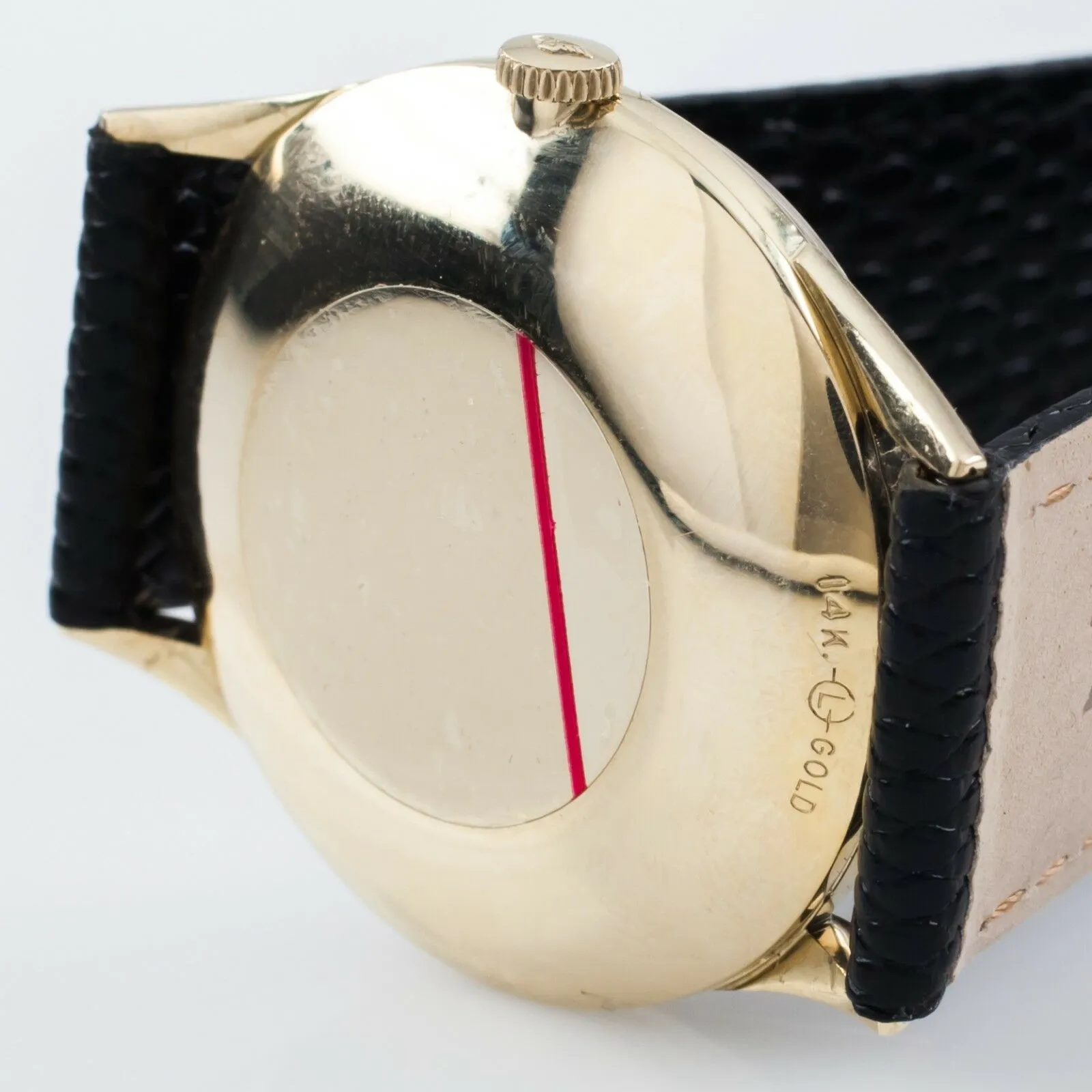 Longines 14k Yellow Gold Men's Hand-Winding Watch w/ Black Leather Band