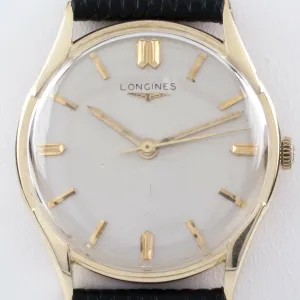 Longines 14k Yellow Gold Men's Hand-Winding Watch w/ Black Leather Band